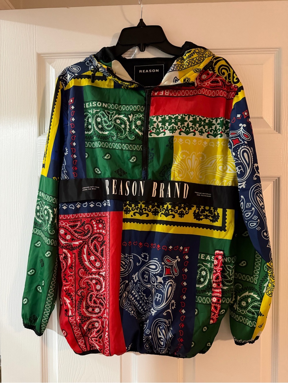Reason Brand Bandana Patchwork Hooded Windbreaker Anorak